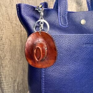 Western Leather Purse Charm Cowboy Hat Bag Charm Keychain NeW FAST SHIP
